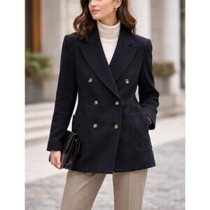 Escada Cashmere Wool Angora Coat Blazer Size 36 Double Breasted